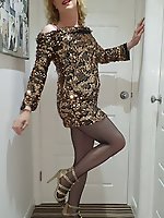 An attractive mature woman is enjoying herself