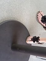 Various scenarios featuring my girlfriends feet adorned with sandals