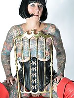 Photo shoot with full body tattooed MILF Cleo - 2